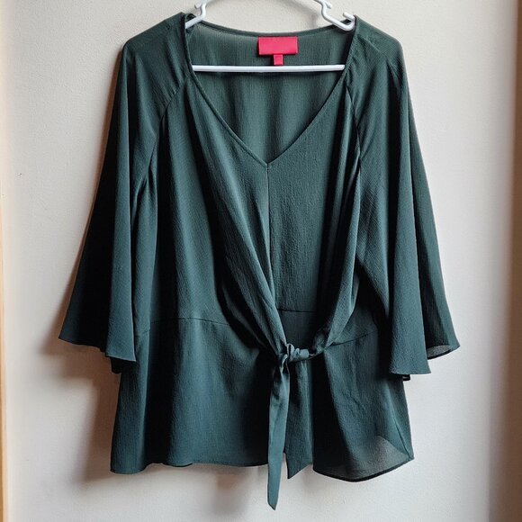 Jennifer Lopez Forest Green V-Neck Blouse Size XXL - Picture 6 of 16